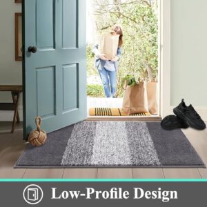 Vaukki Indoor Doormat Entryway Door Rug, Non Slip Absorbent Mud Trapper Mat Inside Floor Mat, Washable Small Door Carpet for Entryway (Grey, 24"x36")