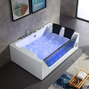 decoraport 71 inch 2 person air bubble infusion whirlpool bathtub with control panel,air jets with light, usb for speaker (d-dk-q411)