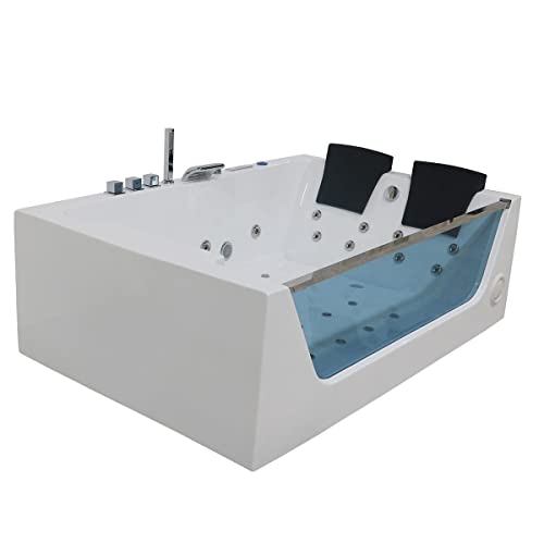 DECORAPORT 71 Inch 2 Person Air Bubble Infusion Whirlpool Bathtub with Control Panel,Air jets with Light, USB for Speaker (D-DK-Q411)