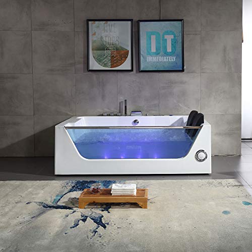 DECORAPORT 71 Inch 2 Person Air Bubble Infusion Whirlpool Bathtub with Control Panel,Air jets with Light, USB for Speaker (D-DK-Q411)