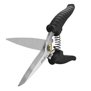 stedi 8-inch multipurpose heavy duty scissors, extended & reinforced ultra sharp blades with finely serrated, high carbon stainless steel shears for household pruning, office, gardening, black