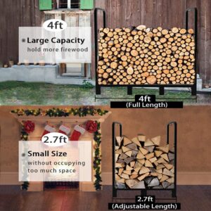 Artibear 4ft Heavy Duty Upgraded Outdoor Firewood Rack With Wood Holder Cover For Indoor Storage Log