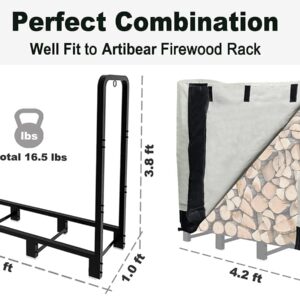 Artibear 4ft Heavy Duty Upgraded Outdoor Firewood Rack With Wood Holder Cover For Indoor Storage Log