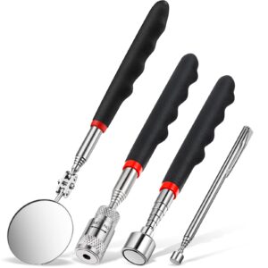 patelai 4 pcs telescoping magnet tool inspection mirror set with 2 lb 20 lb magnetic pickup tool 8 lb led light telescoping magnet stick gadget 360 swivel for valentine's father day men gift birthday