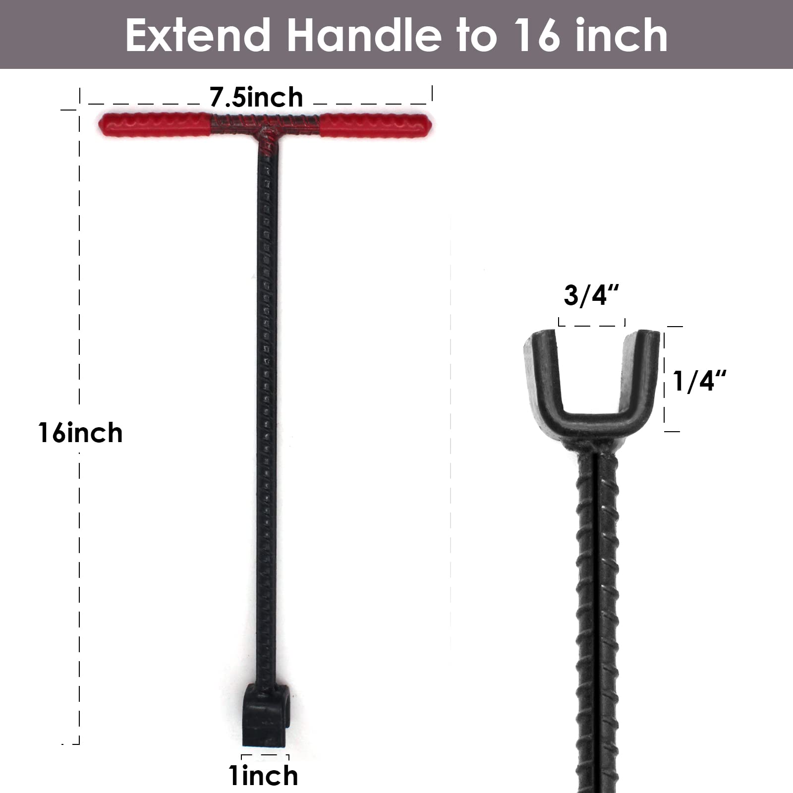 Water Meter Key Wrench 16 Inch Enforced Steel T-Handle - 4-way Contractor Grade Curb Valve Tool