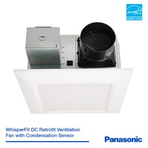 Panasonic FV-0511VFC1 WhisperFit DC Retrofit Ventilation Fan with Condensation Sensor, 50, 80 or 110 CFM, Quiet Energy Star Certified Energy-Saving Ceiling Mount Fan