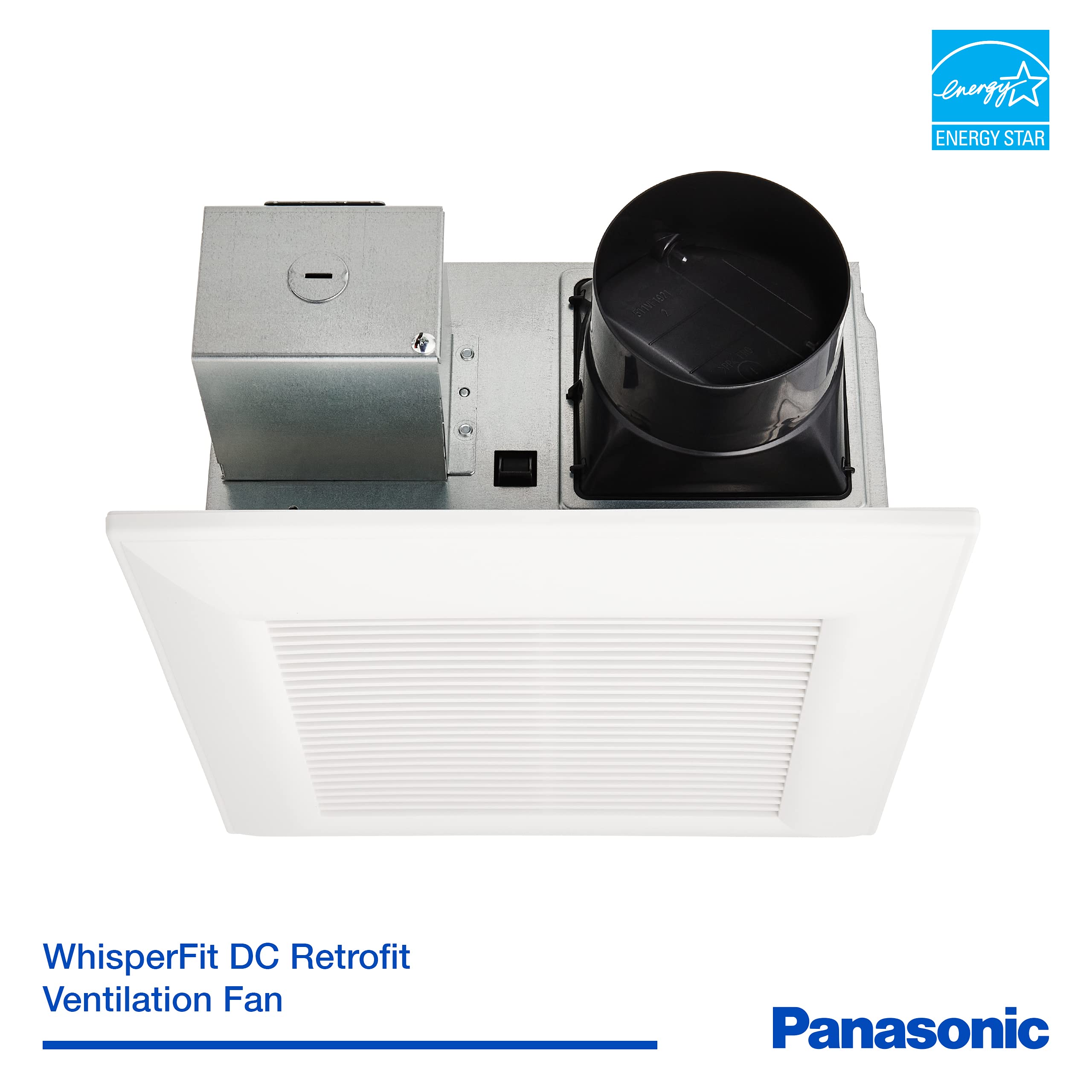 Panasonic FV-0511VF1 WhisperFit DC Fan 50-80-110 CFM Retrofit Bathroom Exhaust Fan - Quiet Energy Star-Certified Energy-Saving Bathroom Ceiling Fan