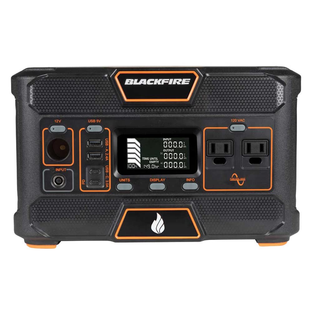 Blackfire - Klein Tools Outdoors - Portable Power Station, PAC505, Outdoor Solar Generator, Rechargeable Lithium Battery, 120V/500W, AC Outlet for Camping, Tailgating, Emergency Backup, Solar Charging