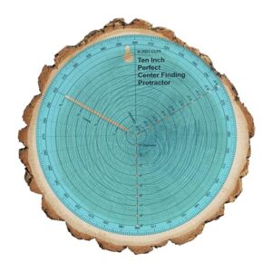 this clearly printed 10" circle center finder tool, protractor, and circle maker tool and compass for woodworking and wood turning. find the center of timber or dowel with our center finder ruler.