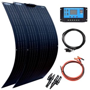 xinpuguang flexible solar panel 12v 200w solar kit,2pcs 100w flexible solar panel,20a charge controller extension cable for rv boat trailer(200w solar panel kit)