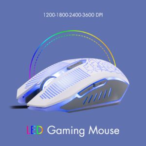 CHONCHOW Gaming Keyboard and Mouse,Keyboard Mouse Combo White Rainbow Backlit USB Wired Compatible with Windows Mac OS Xbox Ps4/Ps5 Offce or Game