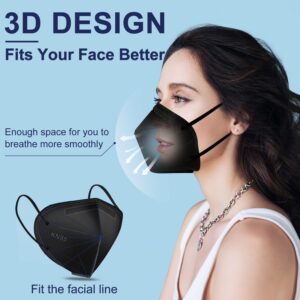 Kids KN95 Face Mask 50 PCS, 5-Ply Kids Masks Disposable Breathable Safety with Adjustable Ear Loops Protection for Children, Black