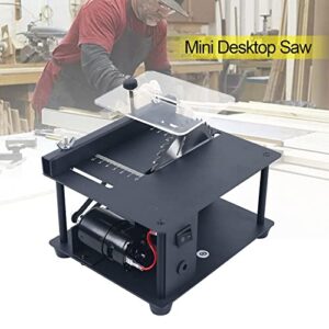 Mini Table Saw,Multifunctional Mini Tablesaw w/Sliding Ruler to Adjust Speed Tablesaw Saw Portable Table Saw Electric Bench Saw Cutter Power Saws for Crafts DIY Handmade Wooden Model Craft