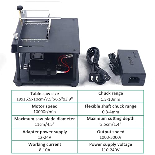 Mini Table Saw,Multifunctional Mini Tablesaw w/Sliding Ruler to Adjust Speed Tablesaw Saw Portable Table Saw Electric Bench Saw Cutter Power Saws for Crafts DIY Handmade Wooden Model Craft