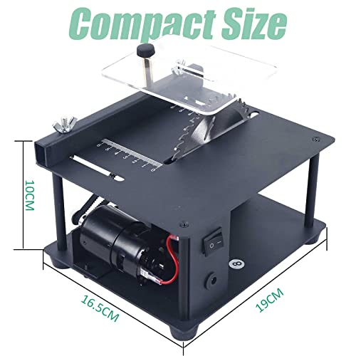 Mini Table Saw,Multifunctional Mini Tablesaw w/Sliding Ruler to Adjust Speed Tablesaw Saw Portable Table Saw Electric Bench Saw Cutter Power Saws for Crafts DIY Handmade Wooden Model Craft