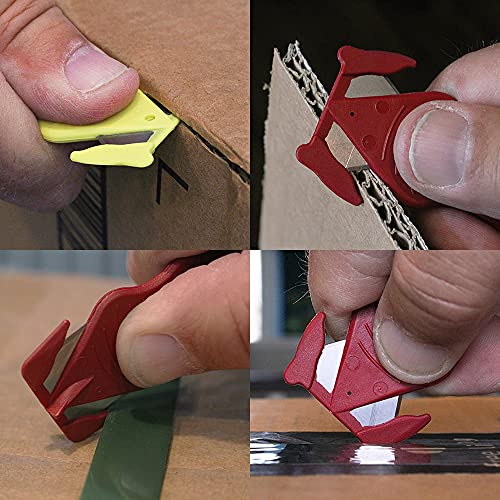 Cardinal Pro Safety Box Cutter Safety Package Opener Safety Box Opener Cut Cardboard Plastic Banding Film Bags Clamshell Cutter Box Cutter with Guard Safety Cutter - Disposable Recyclable (10, Red)