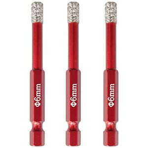 Superior Diamond Tools Dry Diamond Drill Bits - 3pcs 1/4'' (6mm) Quick Change Hex Shank - Diamond Hole Saw for Ceramic Porcelain Granite Marble - Tile Drill Bit - Diamond Drill Bits for Stone