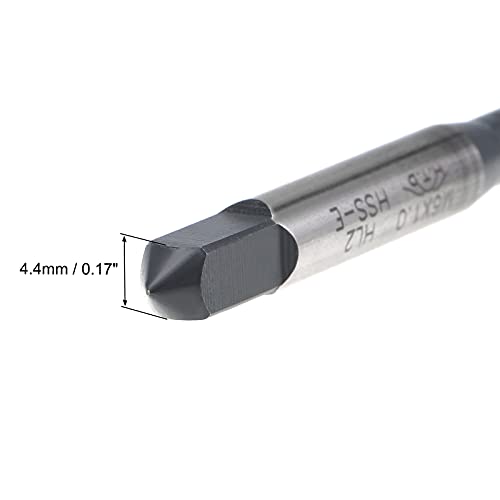 uxcell M6 x 1.0 Spiral Flute Thread Tap, Metric Machine Threading Tap HSS Nitriding Coated, Round Shank with Square End, H2 Tolerance, 2pcs