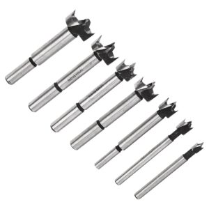 uxcell forstner wood boring drill bit, hole puncher, 1/4" - 1" diameter, for woodworking, 7 in 1 set