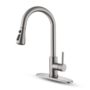 kitchen faucet with pull down sprayer multitask mode single handle high arc pull out kitchen sink faucet offers efficient cleaning for rv, laundry, bar