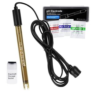 replacement ph electrode with calibration powder, 0-14 ph highly accurate probe with bnc connector & 200cm cable for continuous liquid measurement