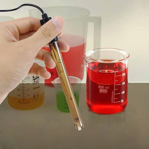 Replacement pH Electrode with Calibration Powder, 0-14 pH Highly Accurate Probe with BNC Connector & 200cm Cable for Continuous Liquid Measurement