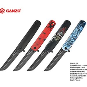 Ganzo G626-GS Folding Pocket Knife 440C Stainless Steel Blade ABS Handle with Clip Camping Fishing Hunting Gear Outdoor Folder EDC Pocket Knife (Grey Samurai Print)