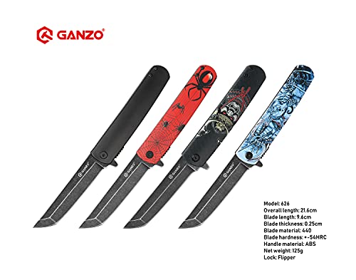 Ganzo G626-GS Folding Pocket Knife 440C Stainless Steel Blade ABS Handle with Clip Camping Fishing Hunting Gear Outdoor Folder EDC Pocket Knife (Grey Samurai Print)