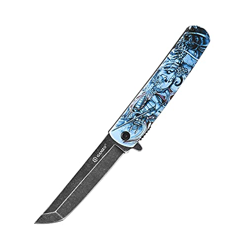 Ganzo G626-GS Folding Pocket Knife 440C Stainless Steel Blade ABS Handle with Clip Camping Fishing Hunting Gear Outdoor Folder EDC Pocket Knife (Grey Samurai Print)