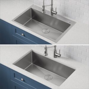 Kraus KHT400-33 Stark Single Bowl Kitchen Sink Drop in/Undermount