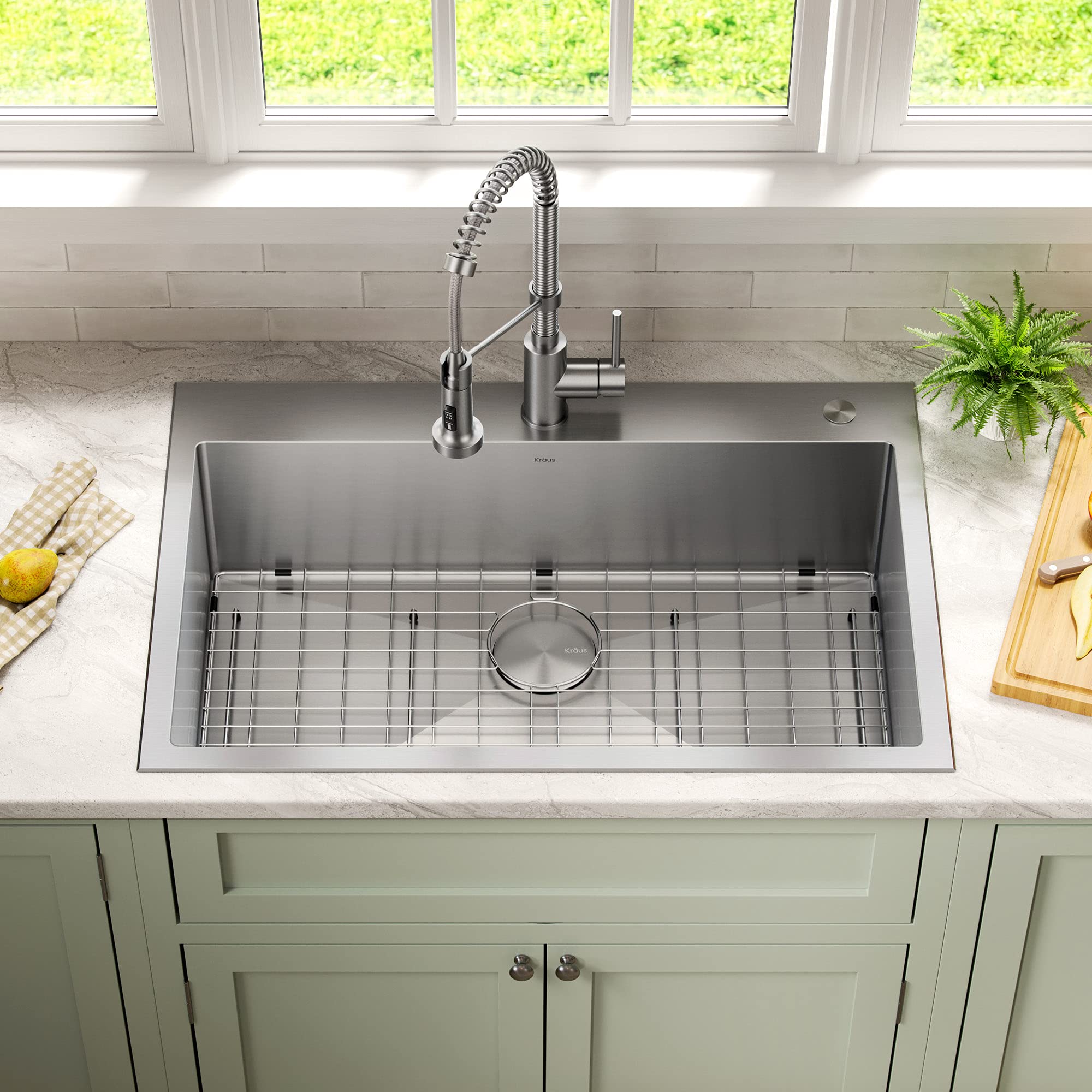 Kraus KHT400-33 Stark Single Bowl Kitchen Sink Drop in/Undermount