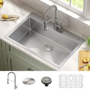 Kraus KHT400-33 Stark Single Bowl Kitchen Sink Drop in/Undermount