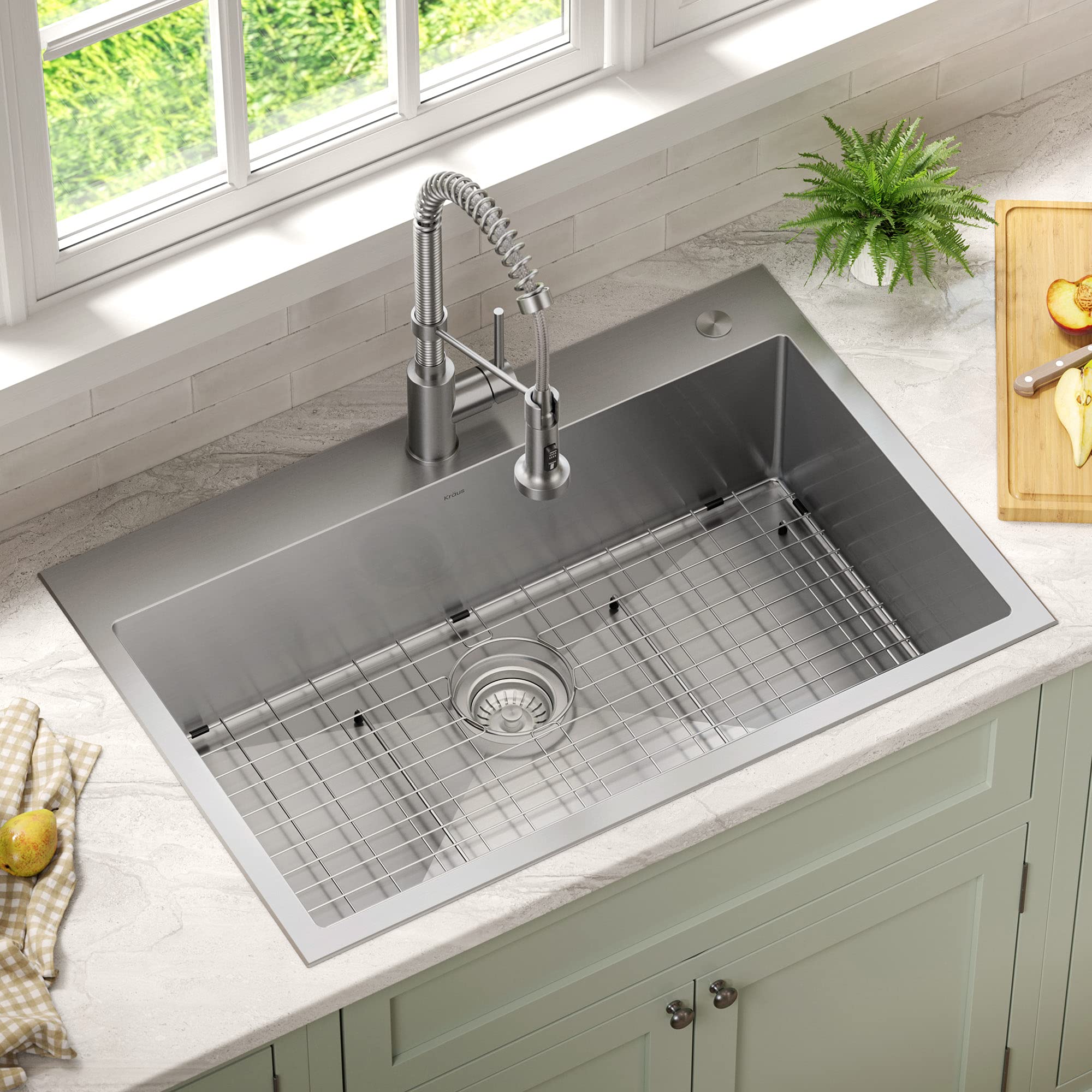 Kraus KHT400-33 Stark Single Bowl Kitchen Sink Drop in/Undermount