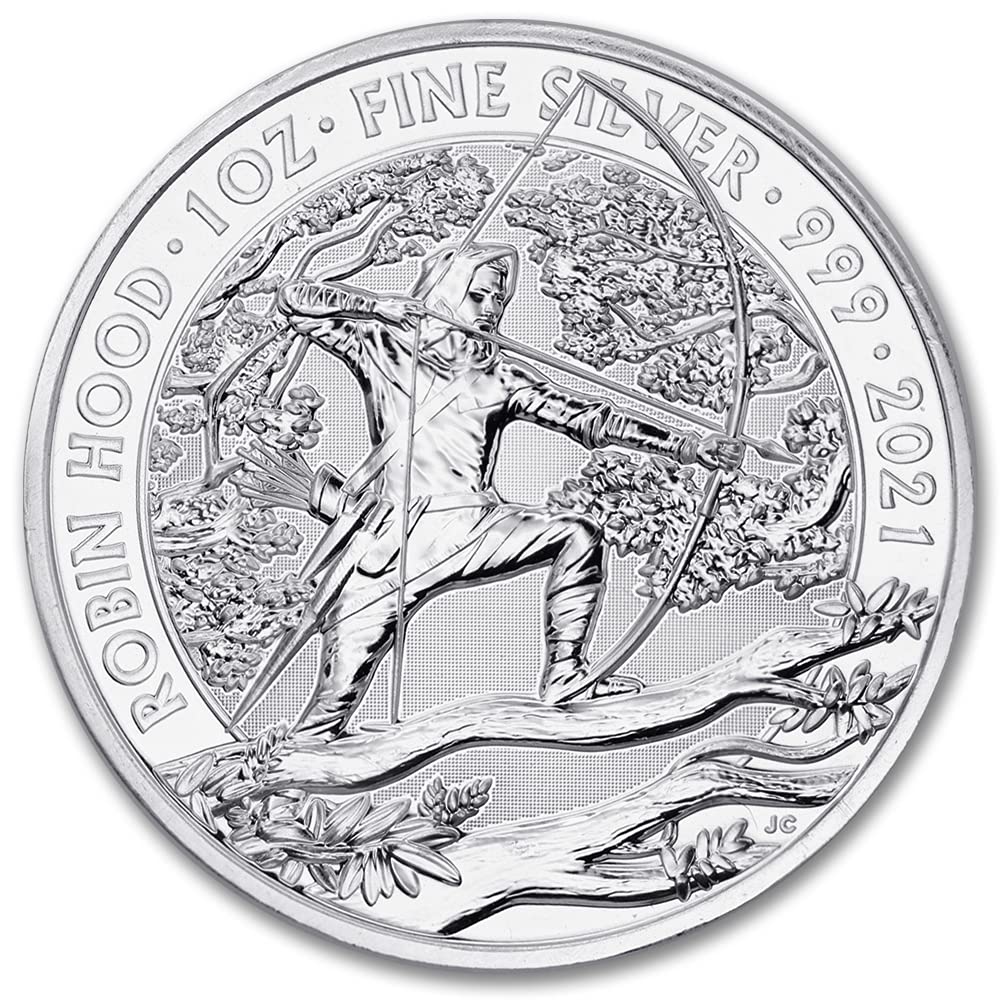 2021 GB 1 oz Silver Robin Hood Coin Brilliant Uncirculated with Certificate of Authenticity £2 BU