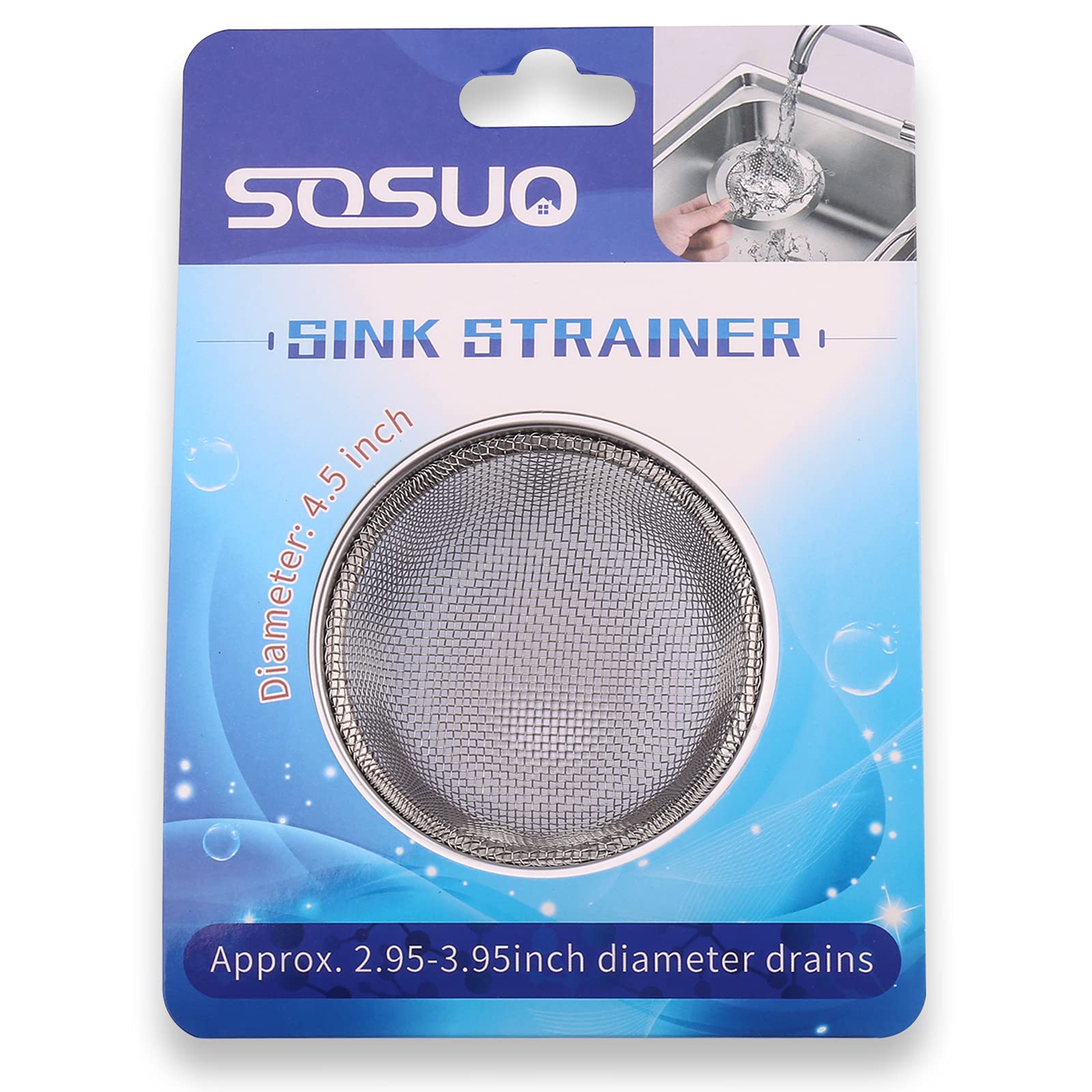2Pcs Kitchen Sink Strainer, Stainless Steel Mesh Sink Drain Cover, Large Wide Rim 4.5" Diameter Sink Drain Strainer Basket Catcher