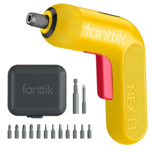 fanttik l1 pro 3.7v cordless screwdriver, electric screwdriver set with 14 bits, digital screen, li-ion 2000mah, 1/4''hex, 6 torque settings 0.5-6 n.m, variable speed, front led, grey