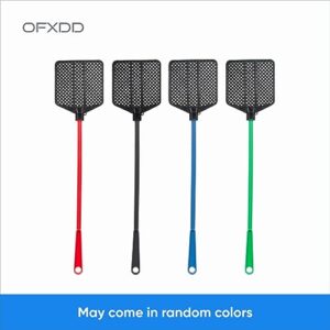 OFXDD Rubber Fly Swatter, Long Fly Swatter Pack, Fly Swatter Heavy Duty, Black and Light Blue Colors (2 Pack)