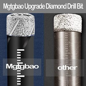 Mgtgbao 7pc Black Dry Diamond Drill Bits Set for Granite Ceramic Marble Tile Stone Glass Hard Materials (not for Wood), Round Shank with 3/16,1/4, 5/16, 3/8, 1/2, 9/16 inch with Storage Case