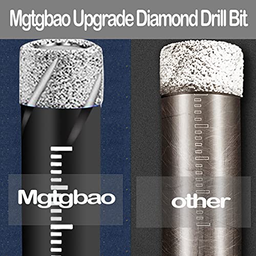 Mgtgbao 7pc Black Dry Diamond Drill Bits Set for Granite Ceramic Marble Tile Stone Glass Hard Materials (not for Wood), Round Shank with 3/16,1/4, 5/16, 3/8, 1/2, 9/16 inch with Storage Case