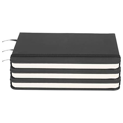 Qinlorgo Notepad, Artificial PU Leather Eye Protection Notebook with Ribbon Bookmarks for Gratitude Diary for Diary for Writing for Office Notes(black)