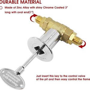 MENSI Universal Natural Propane Gas Control Valve Key for Fire Pit and Fireplace Chrome and Brass Coated Fit with 1/4" and 5/16" Stem Valve (3" Chrome Plating Key)