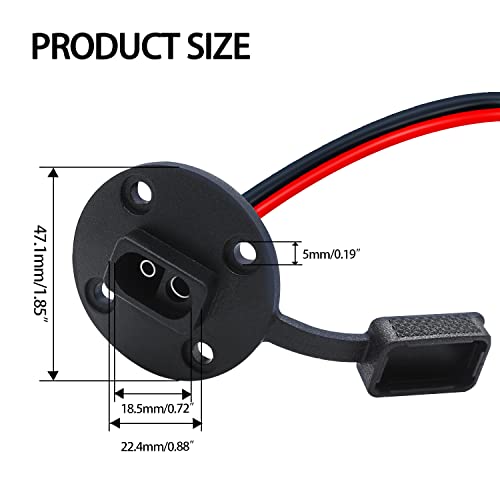 mankk 1FT 12AWG SAE Power Socket Sidewall Port SAE Quick Disconnect Universal Flush-Mountable Connector with 4 Screws for Connect Solar Panel,Solar Generator Battery Charger M-V-012