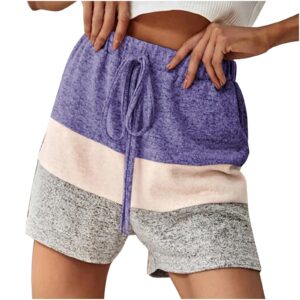 bravetoshop womens athletic shorts workout running yoga shorts elastic waist summer lounge shorts (purple,xxl)