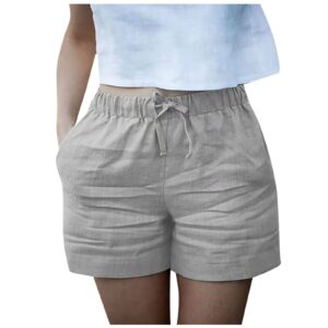 bravetoshop womens workout shorts with pockets athletic running shorts elastic waist comfy lounge yoga shorts (gray,xxl)