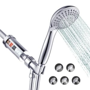 reinvigu filtered shower head with filters handheld with hose 5 spray setting multi-stage replacement filter clean softener hard water