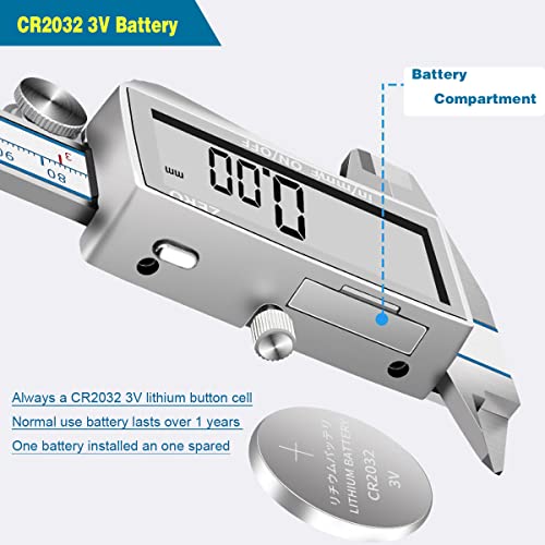 Digital Calipers, DITRON 6" Vernier Caliper- Electronic Micrometer with Large LCD Screen, Stainless Steel, Auto-Off Feature, Inch/Fraction/Millimeter