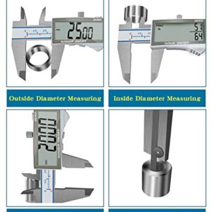 Digital Calipers, DITRON 6" Vernier Caliper- Electronic Micrometer with Large LCD Screen, Stainless Steel, Auto-Off Feature, Inch/Fraction/Millimeter