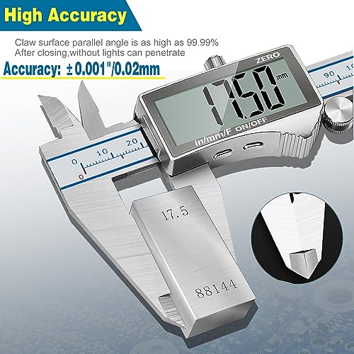 Digital Calipers, DITRON 6" Vernier Caliper- Electronic Micrometer with Large LCD Screen, Stainless Steel, Auto-Off Feature, Inch/Fraction/Millimeter