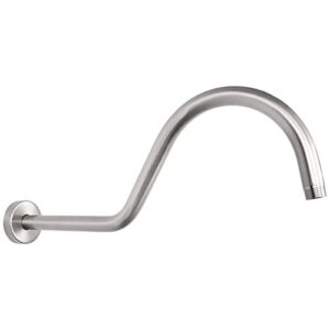nearmoon shower head extension arm with flange - s shaped high arc gooseneck long shower extender pipe, perfect for rainfall shower head - bathroom accessory,16 inch (brushed nickel)