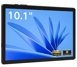 aaub tablet android 10 inch with 32gb storage, 1280x800 hd touchscreen, dual camera 2mp + 8mp,6000mah battery, wifi & bluetooth, easy to operate support microsoft office software black